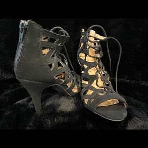 Christian Siriano for Payless lace up peep toe heels